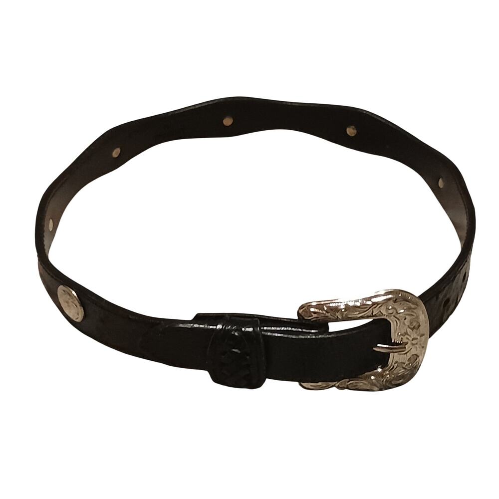 Brighten Style Black belt with Silver tone hardware Womens Size M 24" to 27"